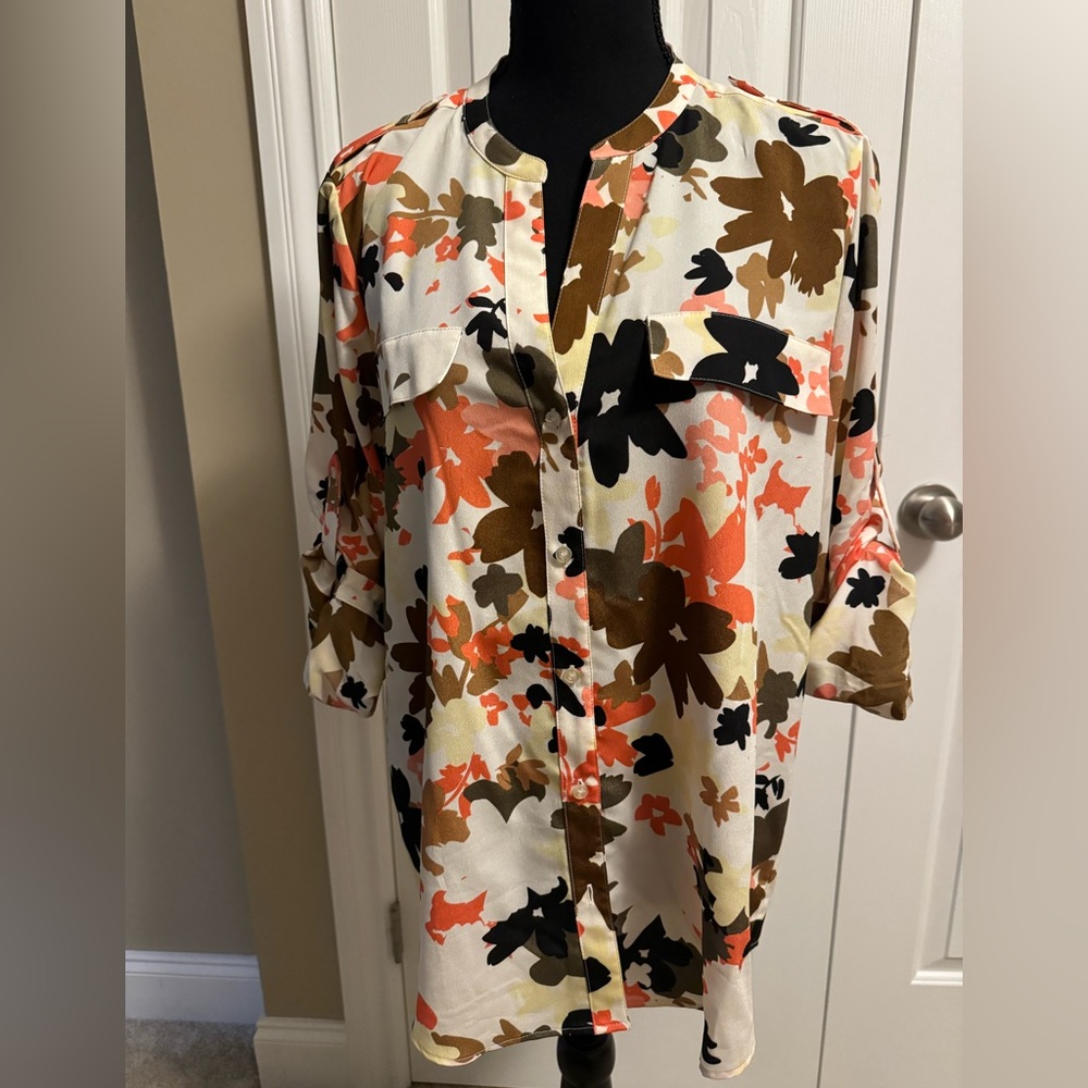 Calvin Klein Roll Tab Blouse